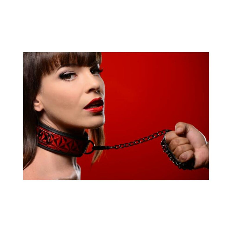 Crimson Tied Collar With Leash Red Black