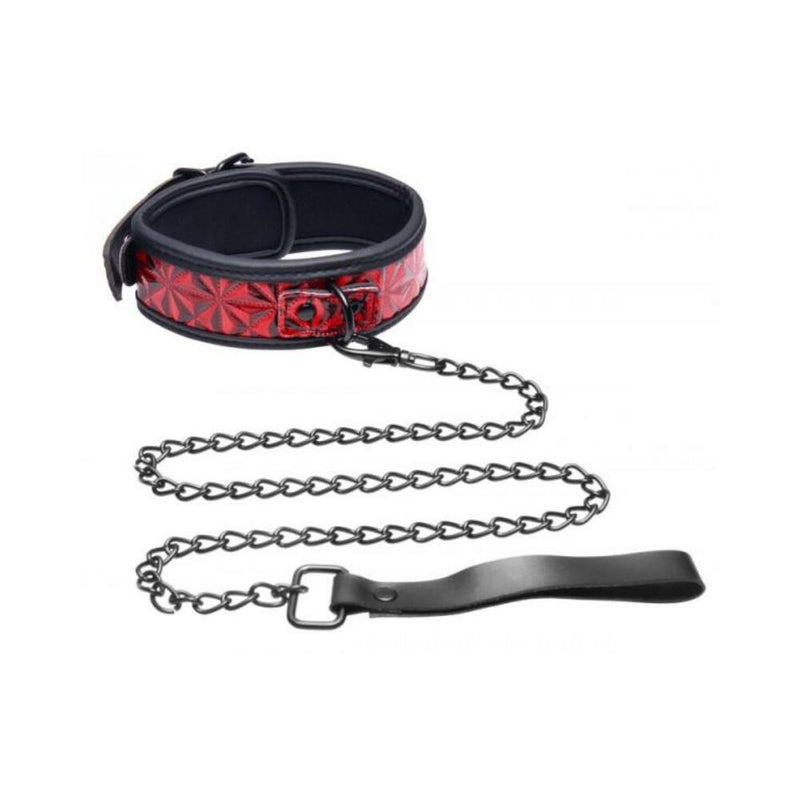 Crimson Tied Collar With Leash Red Black