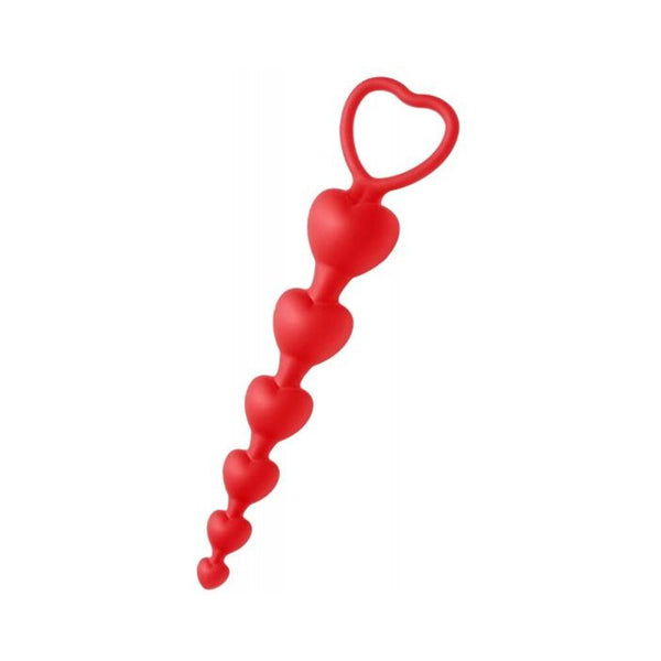 Sweet Hearts Silicone Anal Beads Red