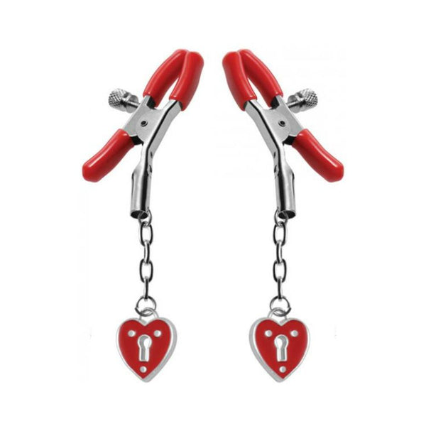 Captive Heart Padlock Nipple Clamps