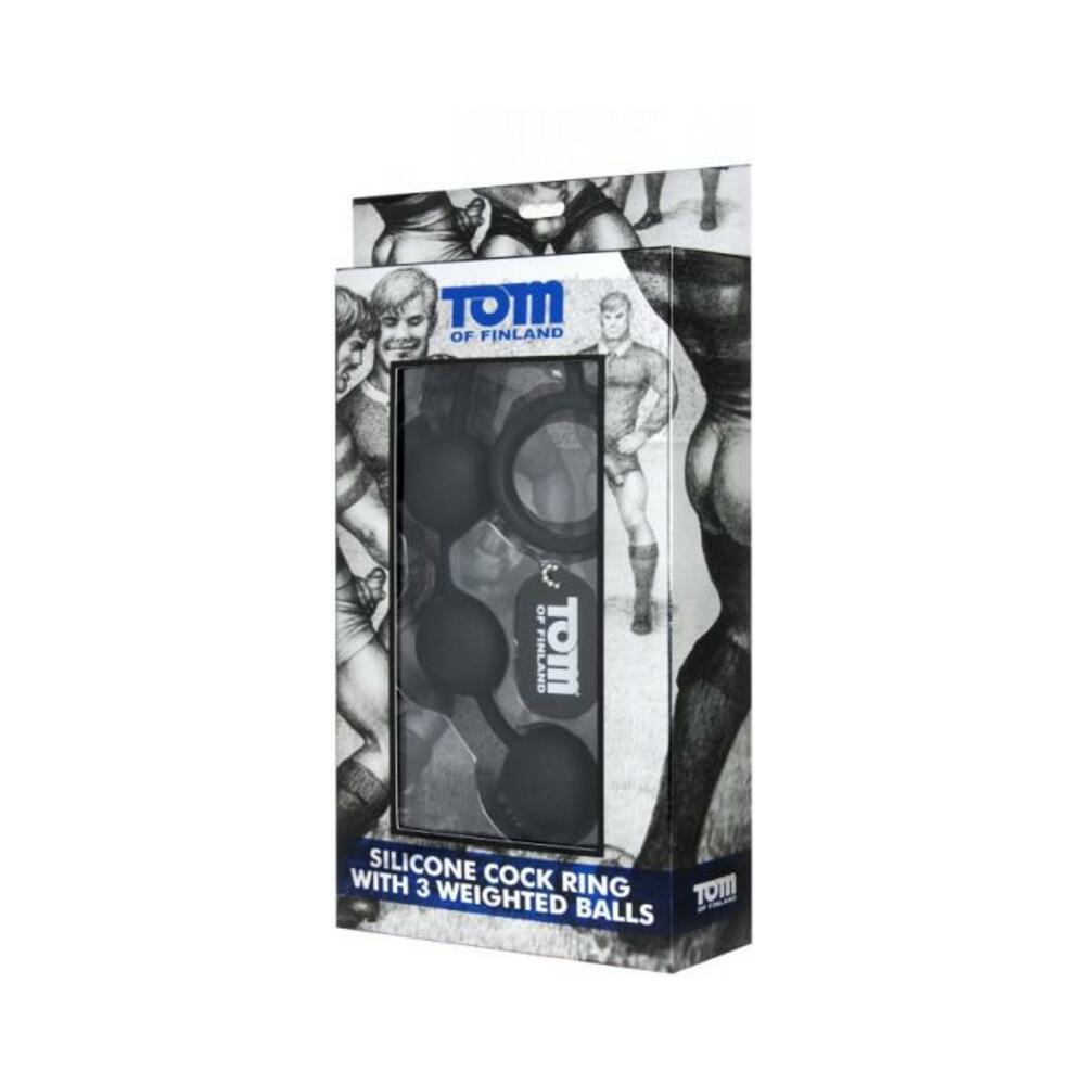 Tom Of Finland Silicone Cock Ring With 3 Weighted Balls