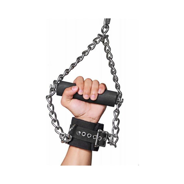 Fur Lined Nubuck Leather Suspension Cuffs With Grip