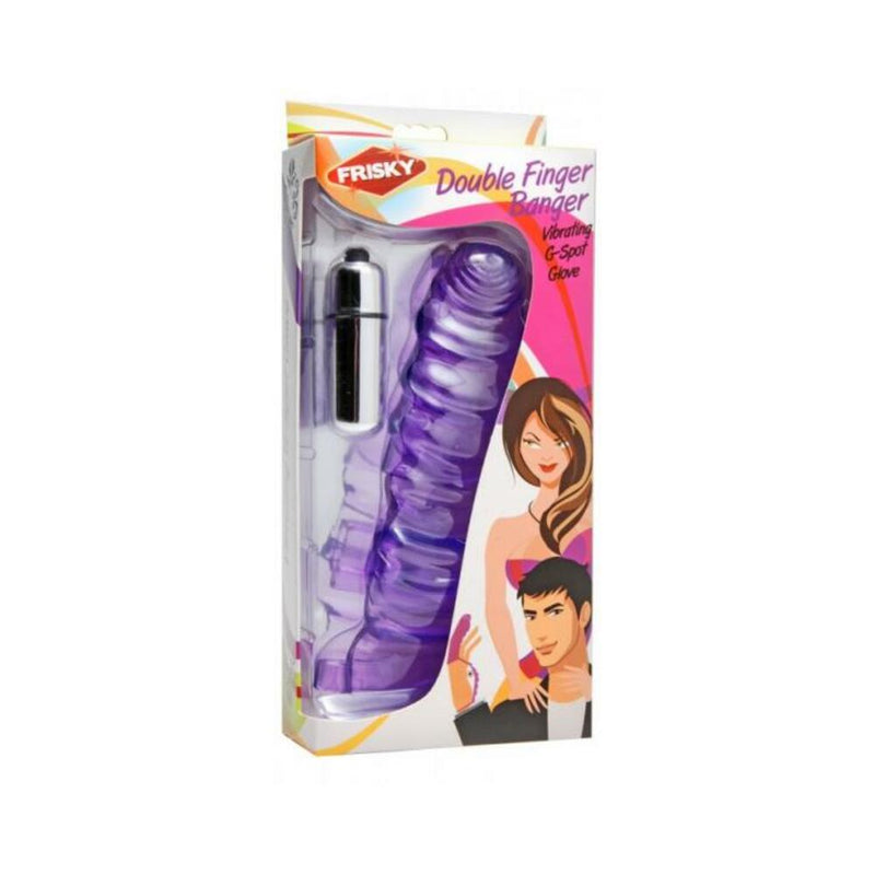 Double Finger Banger Vibrating G-Spot Glove - Purple