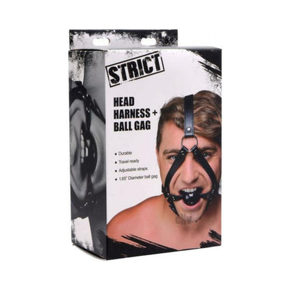 Head Harness With 1.65 Inches Ball Gag Black Leather