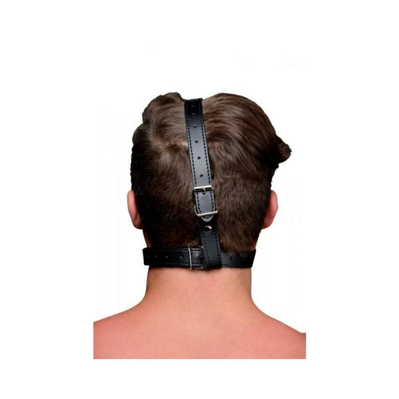 Head Harness With 1.65 Inches Ball Gag Black Leather