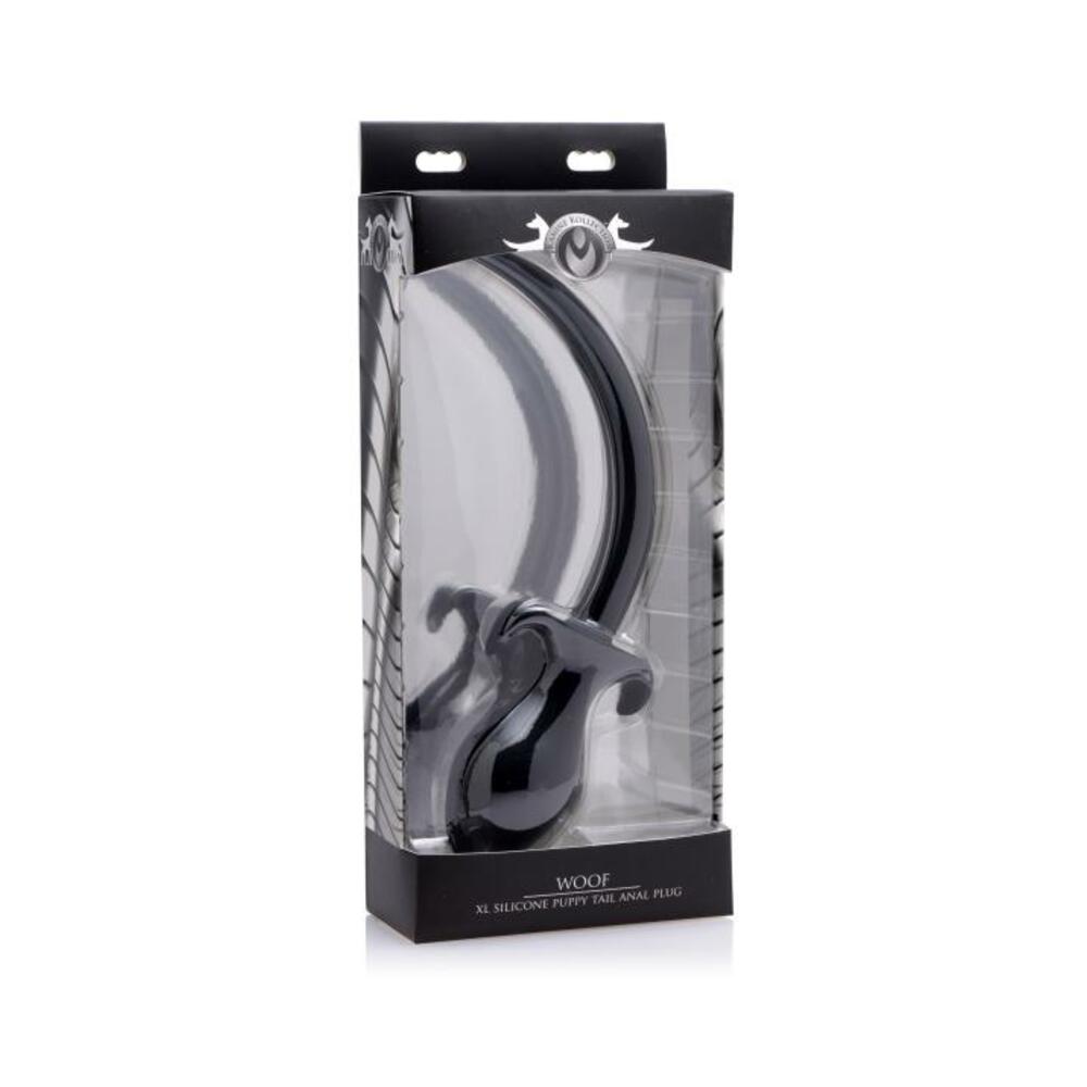 Woof XL Silicone Puppy Tail Butt Plug Black