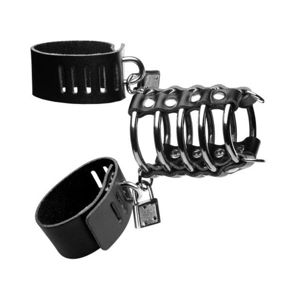 5 Ring Chastity Device With Cock & Ball Strap