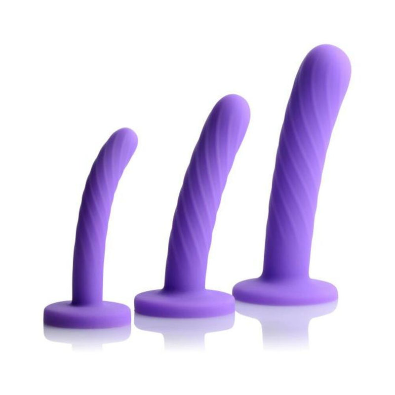 Tri-Play Silicone Dildo 3 Piece Set Purple