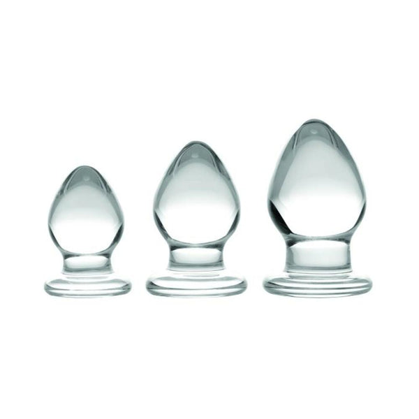 Triplets 3 Piece Glass Anal Plug Kit