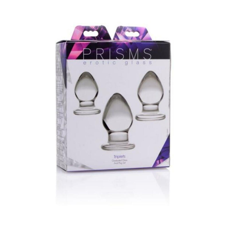 Triplets 3 Piece Glass Anal Plug Kit