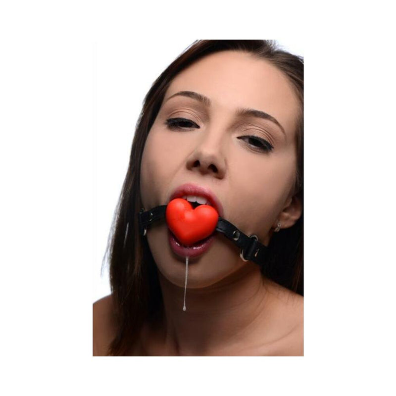 Heart Beat Silicone Heart Shaped Mouth Gag Red