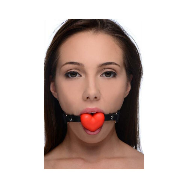 Heart Beat Silicone Heart Shaped Mouth Gag Red