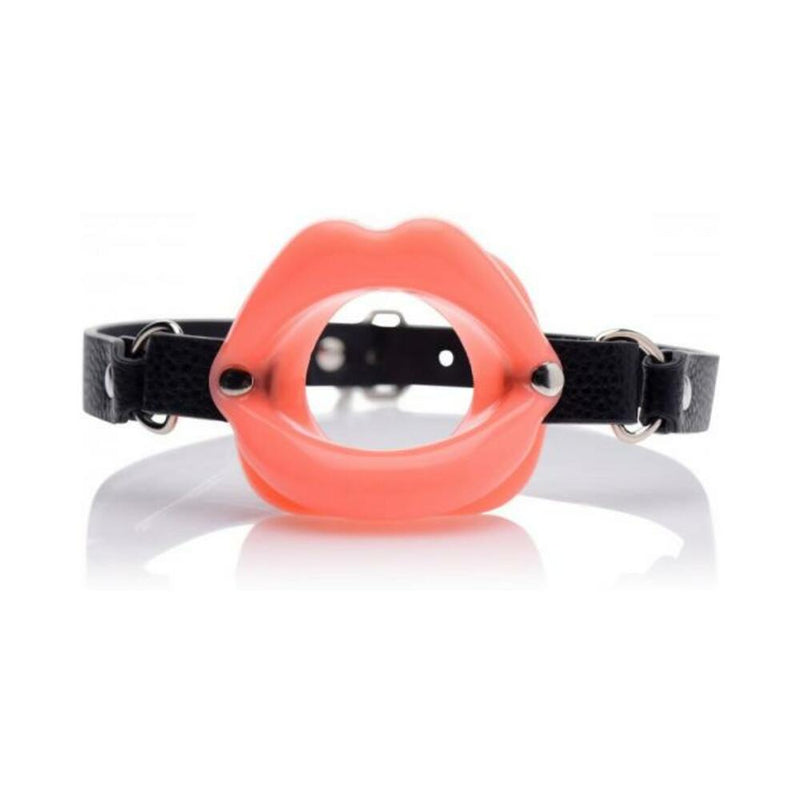 Sissy Mouth Gag Pink Silicone Lips Black Strap