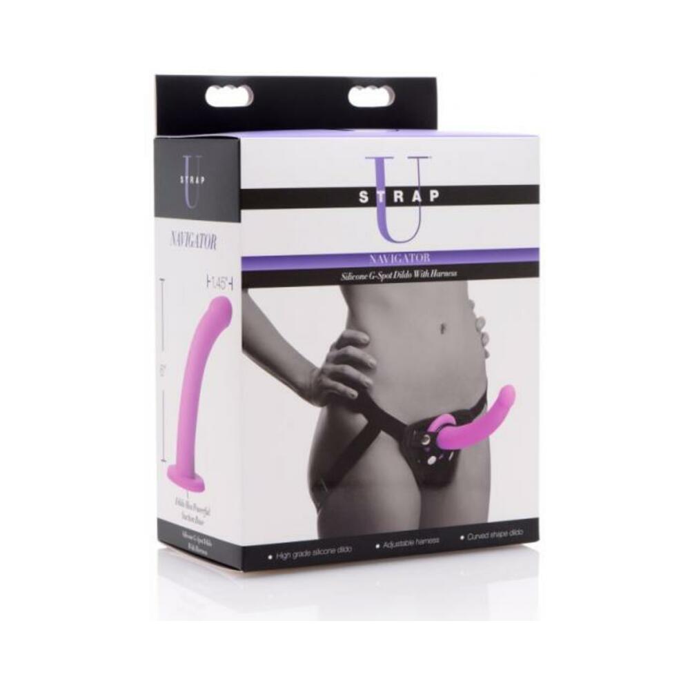 Strap U Navigator Silicone G-Spot Dildo With Harness