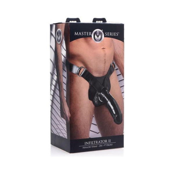Infiltrator II Hollow Strap On With 9 Inches Dildo Black