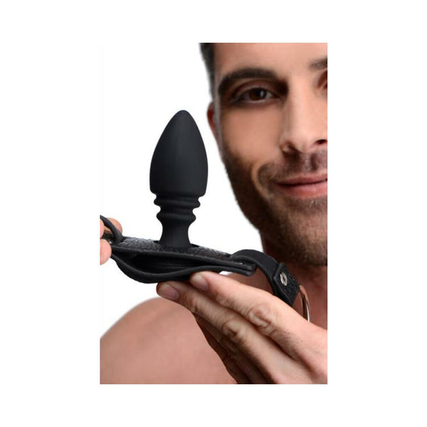 Male Cock Ring Harness With Silicone Anal Plug