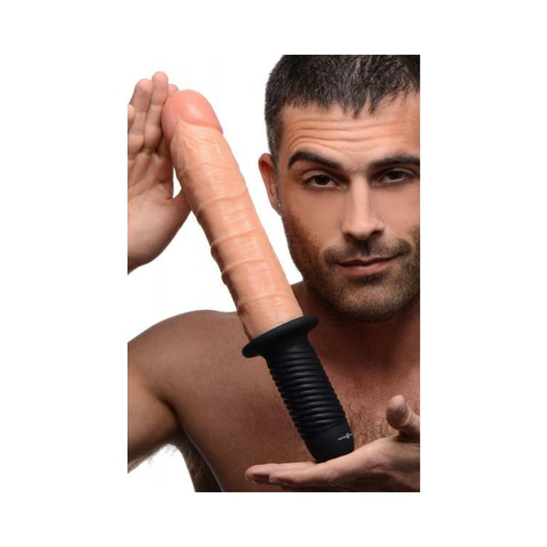 Onslaught 13X XL Vibrating Dildo Thruster Beige