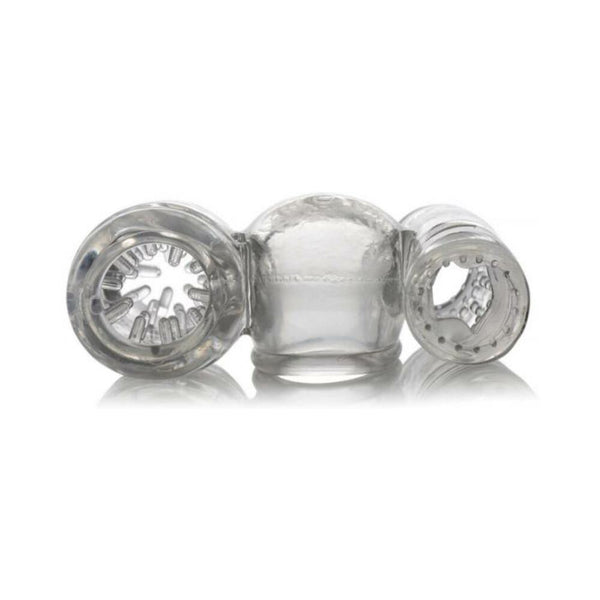 Twin Turbo Strokers 2 In 1 Wand Attachment Clear For Men