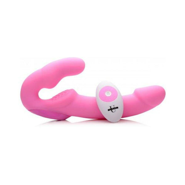 Urge Silicone Strapless Strap On Vibrating With Remote Pink