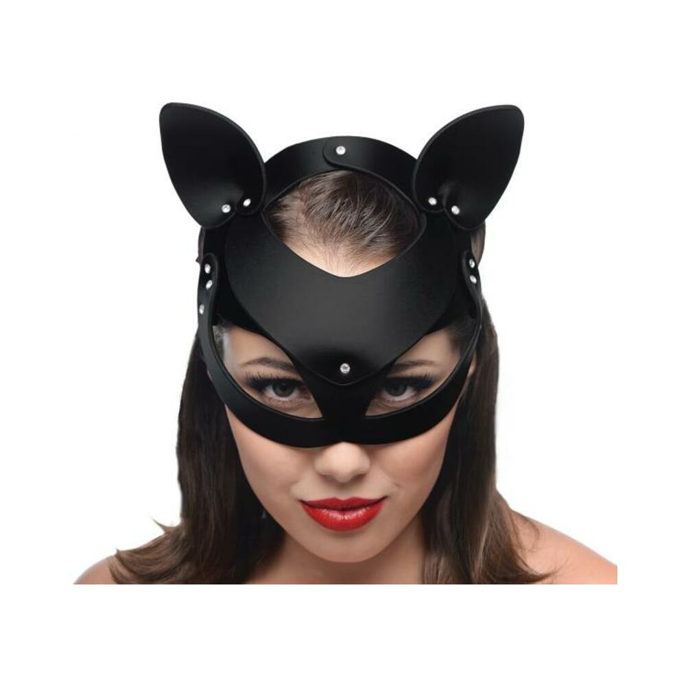 Bad Kitten Leather Cat Mask Black O/S