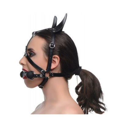 Dark Horse Pony Head Harness With Silicone Bit Black O/S