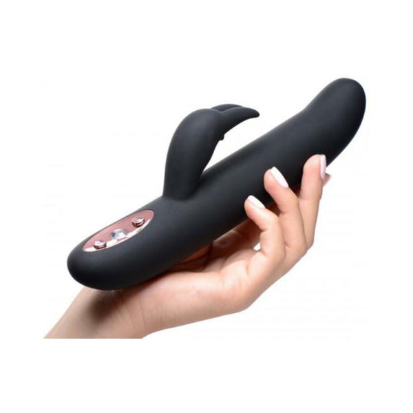 Bling Bunny 10X Flexing Silicone Rabbit Vibrator Black