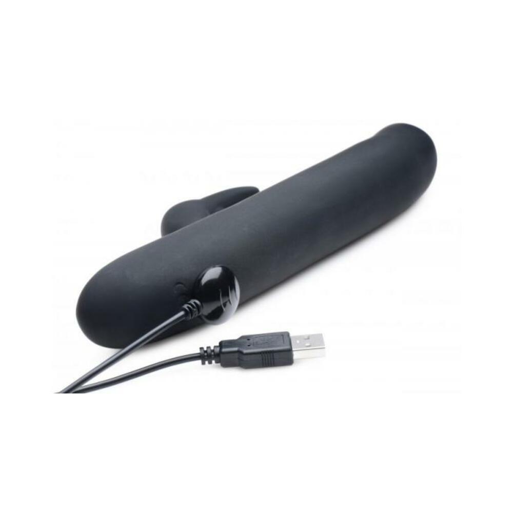 Bling Bunny 10X Flexing Silicone Rabbit Vibrator Black