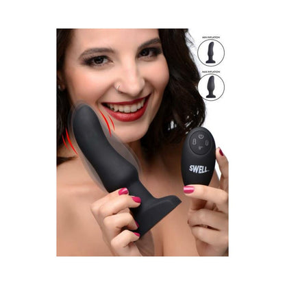 10X Inflatable Vibrating Curved Silicone Anal Plug