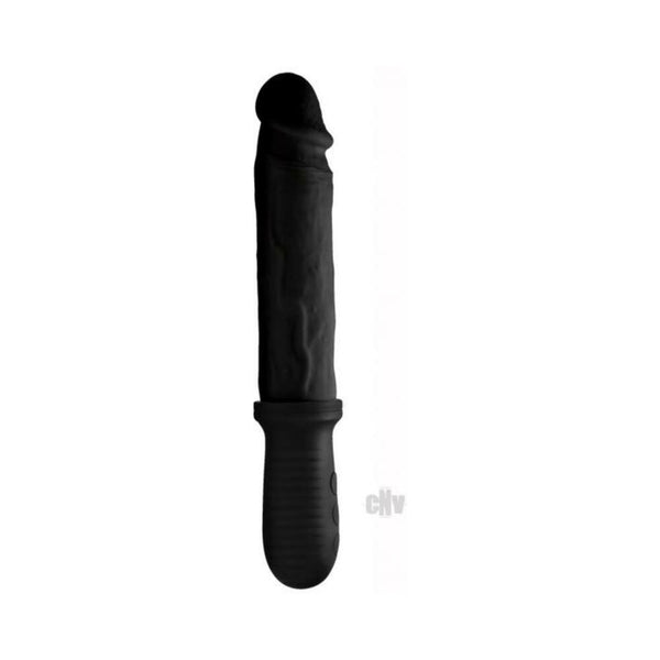 8x Auto Pounder Vibrating and Thrusting Dildo With Handle - Black