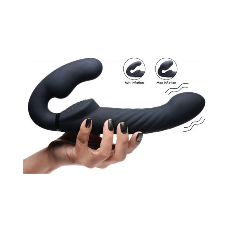 Ergo-fit Twist Inflatable Vibrating Silicone Strapless Strap-on - Black