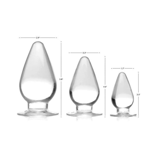 Triple Cones 3 Piece Anal Plug Set - Clear