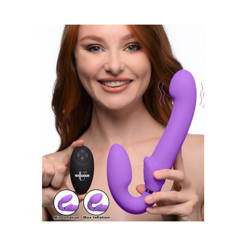 10x Remote Control Ergo-fit G-pulse Inflatable And Vibrating Strapless Strap-on - Purple
