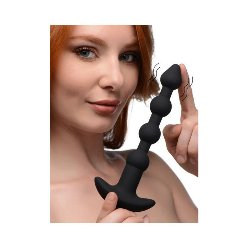 Bang - Vibrating Silicone Anal Beads and Remote Black