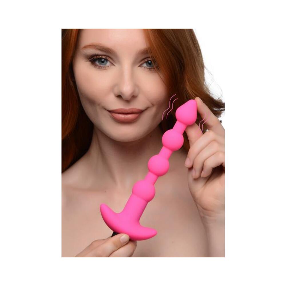 Bang - Vibrating Silicone Anal Beads and Remote Control - Pink