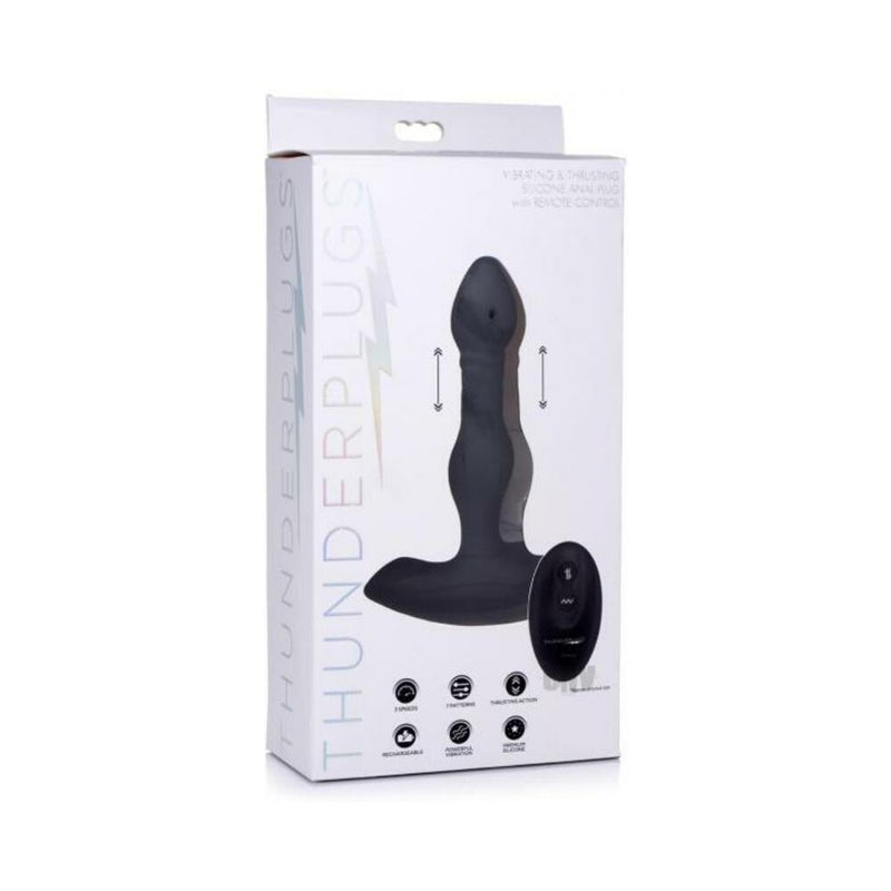 Vibrating And Thrusting Remote Control Silicone Anal Plug