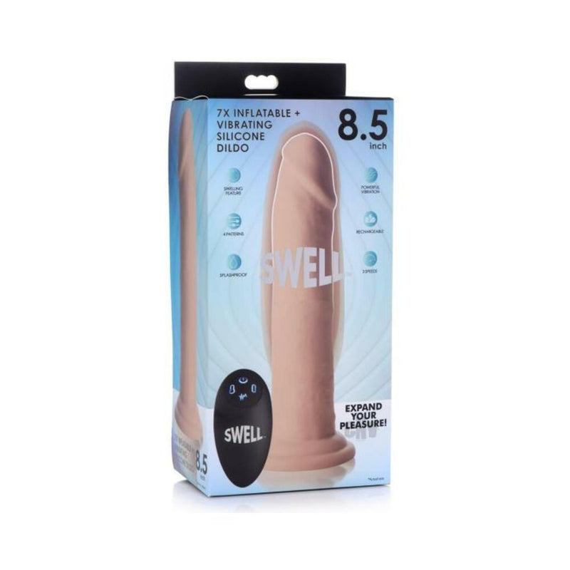 7x Inflatable And Vibrating Remote Control Silicone Dildo - 8.5 Inch
