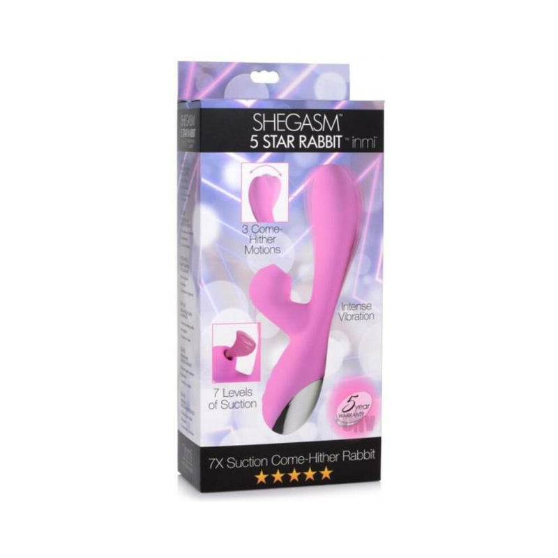 Shegasm 5 Star 7x Suction Come-hither Silicone Rabbit - Pink