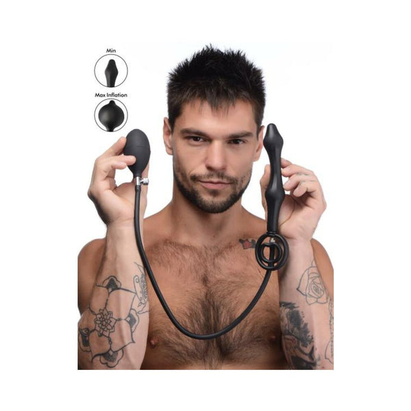 Devils Rattle Inflatable Silicone Anal Plug With Cock And Ball Ring