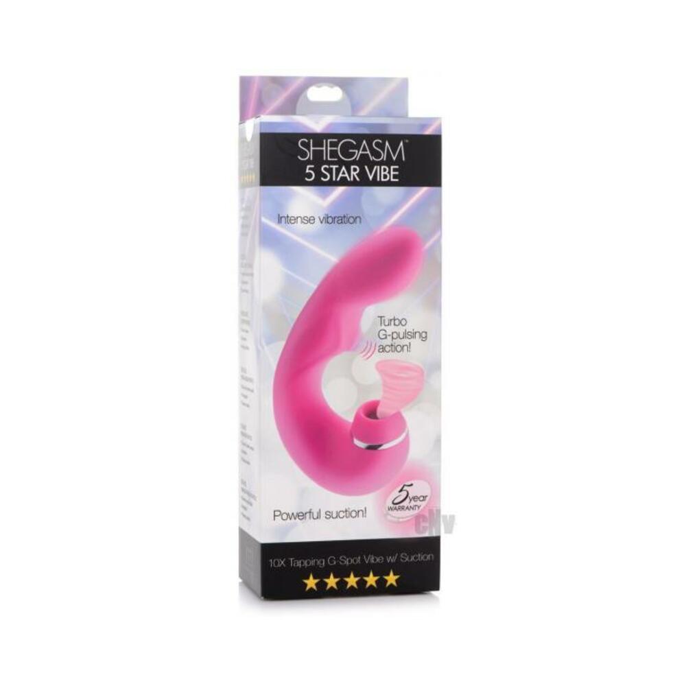 Shegasm 5 Star 10x Tapping G-spot Silicone Vibrator With Suction - Pink