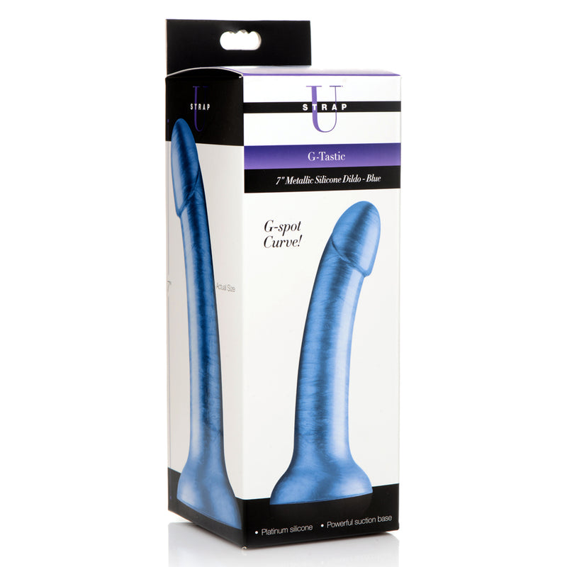 G-Tastic 7 Inch Metallic Silicone Dildo - Blue