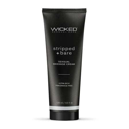 Wicked Sensual Care Stripped & Bare Unscented Massage Cream  - 4 oz
