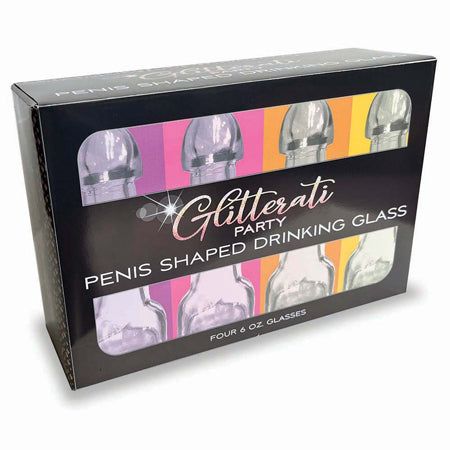 Glitterati Penis Shaped Drinking Glasses - Set of 4