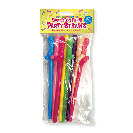 Super Fun Penis Multicolor Party Straws - Pack of 8