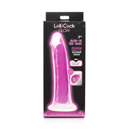 Curve Toys Lollicock 7' Glow In The Dark Silicone Dildo - Purple