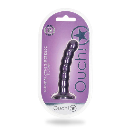 Shots Ouch 5' Beaded G-Spot Dildo - Metallic Purple