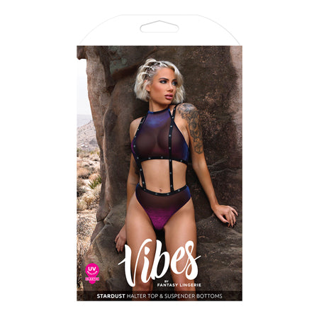 Vibes Stardust Halter Top & Suspender Bottoms Black M/L