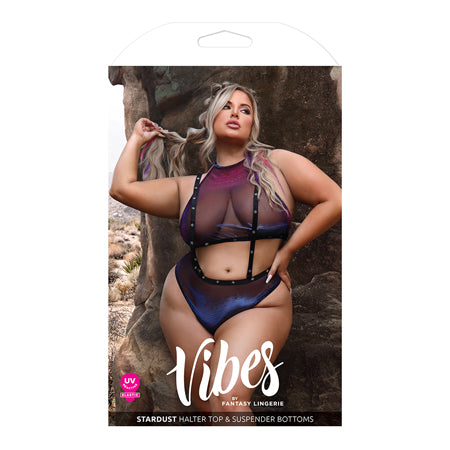 Vibes Stardust Halter Top & Suspender Bottoms Black QN