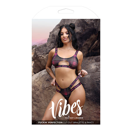 Vibes Fuckin' Perfection Cutout Bralette & Panty Black/Pink L/XL