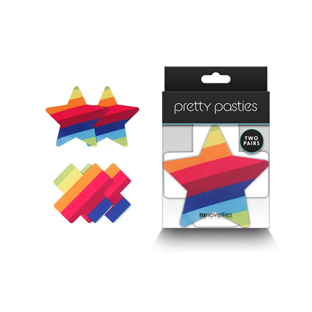 Pretty Pasties Pride Cross & Star Rainbow - 2 Pair