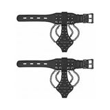 Ouch! Skulls & Bones Handcuffs With Spikes and Chains Black